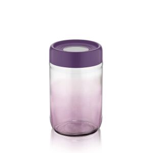 Iris C-00424 Rainbow 0.66L lila fedővel ellátott üveg ételtároló edény fehér háttérrel - Iris