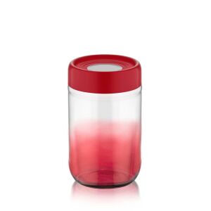 IRIS C-00422 Rainbow 0.66L piros fedővel ellátott üveg ételtároló edény - Ételtárolás