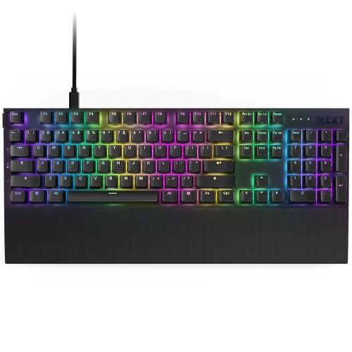 Klawiatura gamingowa przewodowa NZXT Function 2 z podświetleniem RGB i podpórką pod nadgarstki, czarna