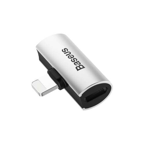 Baseus L46 Lightning audio adapter két Lightning porttal, ezüst és fekete - Lightning átalakító