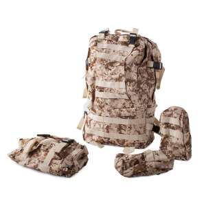 48.5 liter tactical military backpack with detachable waist bag and two side bags - Hiking backpack