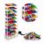Praktikus 10-Tier Metal Shoe Rack Stand for 30 Pairs of Shoes, white frame, filled with colorful shoes, usage example