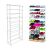 Praktikus 10-Tier Metal Shoe Rack Stand for 30 Pairs of Shoes, white frame, with and without shoes