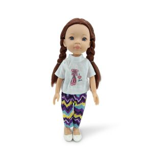 Moni Baba 33 cmes hajasbaba szett, kutya, nadrágos, barna hajú