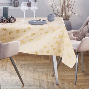 AmeliaHome Christmas Story sárga asztalterítő az étkezőasztalon, ünnepi környezetben - AmeliaHome