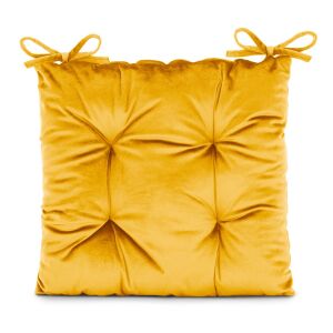 AmeliaHome Aleksa mustard yellow chair cushion with ties - Interior design
