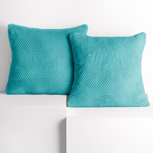 Decoking HENRY turquoise embossed cushion covers, studio shot