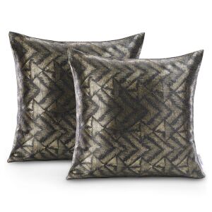 Față de pernă decorativă AmeliaHome NAVIA gri grafit cu imprimeu metalic, set de două bucăți - Huse pentru perne decorative