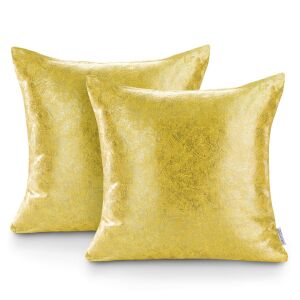 Sada obliečok na dekoračné vankúše AmeliaHome Veras žltá, 45x45 cm, blackout suede shine - Posteľná bielizeň