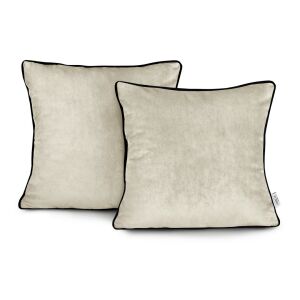 AmeliaHome Velvet kremowe poszewki na poduszki z czarną lamówką, zestaw 2 szt. - Pościel