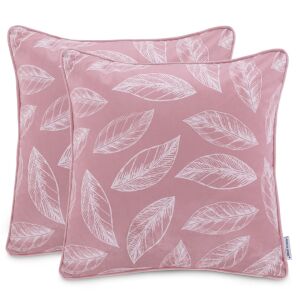 AmeliaHome Calm rose velvet cushion cover with leaf print, 45x45 cm - Cushion cover