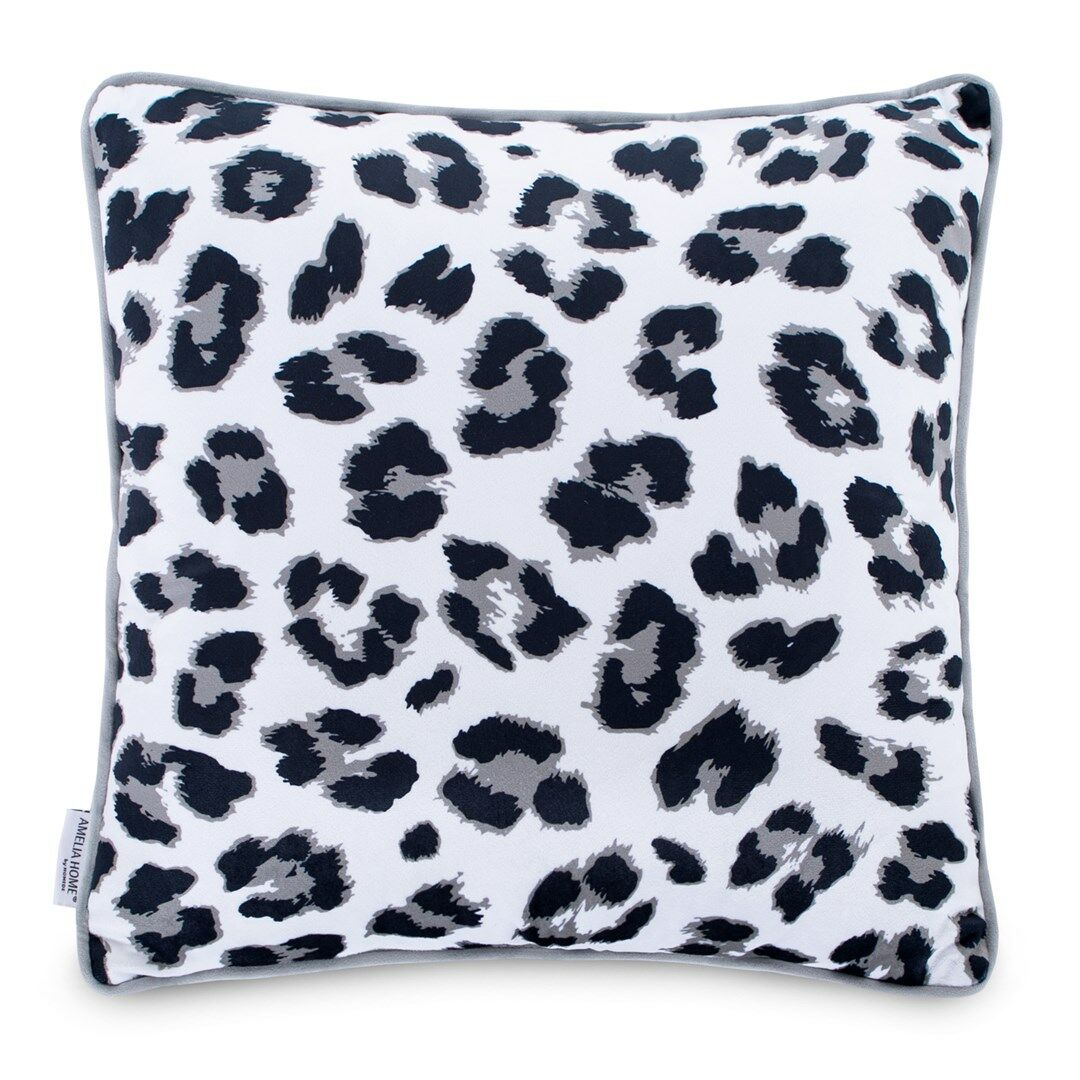 Díszpárna WILD fehér nyomott tropikus bársony 45x45 45x45 ameliahome