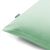Detailed view of DecoKing AMBER mint green pillow cover fabric and RESTILO tag