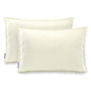 AmeliaHome Meadore krem jastučnica ukrasna s pomponima, 50x70 cm, set od 2 kom - Navlaka za jastuk