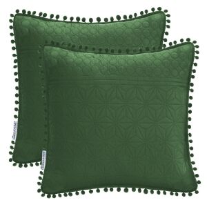 AmeliaHome Meadore green decorative cushion cover with pom poms, 45x45 cm - Cushion cover