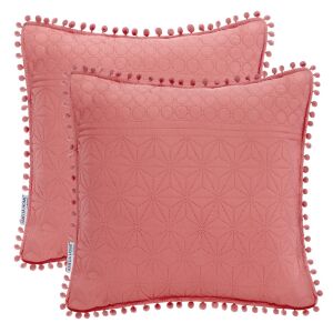 AmeliaHome Meadore różowa poszewka dekoracyjna z pomponami, 45x45 cm - Pościel