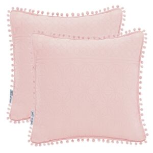 AmeliaHome MEADORE púdrová ružová obliečka na vankúš s brmbolcami, 45x45 cm, sada dvoch - Posteľná bielizeň