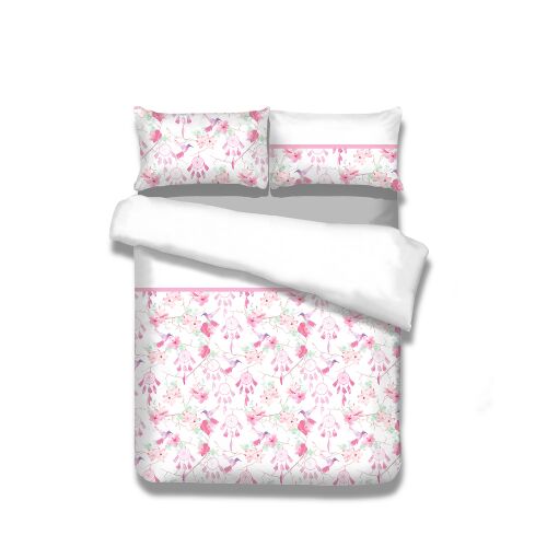 Спален комплект AmeliaHome Snuggy бял флорален принт 155x220 см