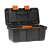 Black and orange plastic toolbox with the lid open