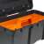 Inside view of the black and orange plastic toolbox