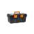 Black and orange plastic toolbox with a handle