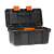 Black and orange plastic toolbox with the lid open