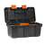 Black and orange plastic toolbox with the lid open