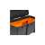 Inside view of the black and orange plastic toolbox