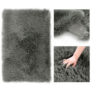 AmeliaHome Dokka graphite grey rug, modern style, soft texture close-up - Rug