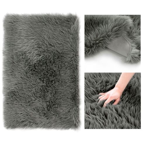 AmeliaHome Dokka graphite grey rug, modern style, soft texture close-up