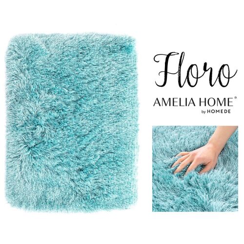 AmeliaHome Floro blue rug, 50x80 cm, with brand logo