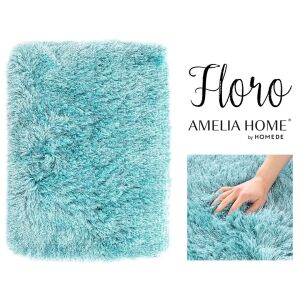 Син килим AmeliaHome Floro, 50x80 см, с лого на марката - Килим