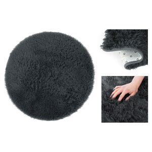 AmeliaHome Karvag graphite grey round rug, modern style, soft texture detail - Rug