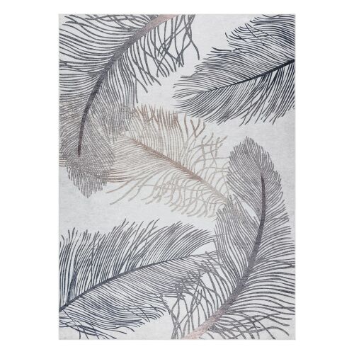 Hakano ARLEN FEATHERS blue and white area rug with feather design, 120x170 cm
