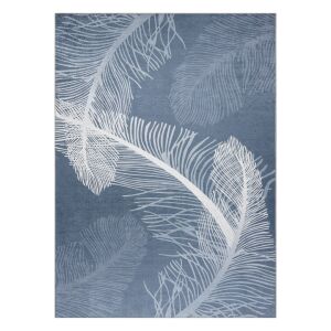 Hakano Arlen Feathers blauer Boho-Teppich mit Federmuster, 120x170 cm - Innenarchitektur