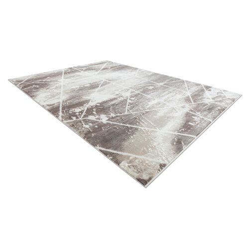 Angled view of Hakano IONA GEOMETRIC beige rug, 140x190 cm