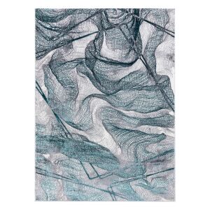 Covor Hakano Welli Web, model abstract gri și turcoaz, 120x170 cm - Design interior