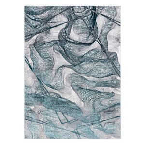 Apstraktni uzorak sivog i plavozelenog tepiha Hakano WELLI WEB. - Uređenje interijera