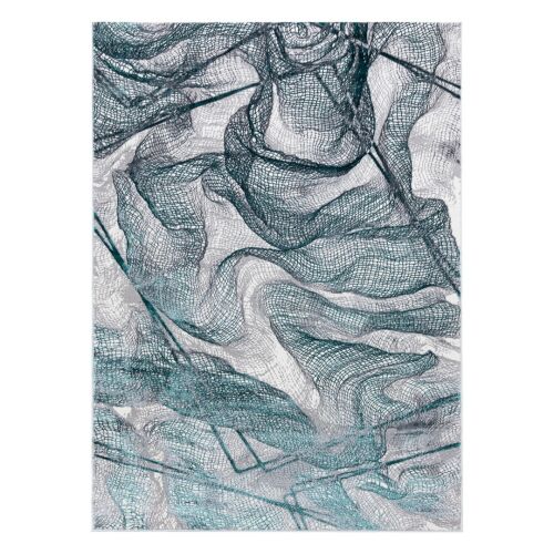 Apstraktni uzorak sivog i plavozelenog tepiha Hakano WELLI WEB.