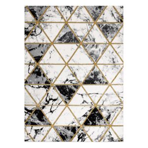 Hakano Estema Marbletriangles rug, black, white and gold geometric pattern, 140x190 cm - Rug