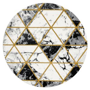 Okrugli tepih Hakano Estema Marbletriangles, crno-bijeli i zlatni geometrijski uzorak - Uređenje interijera