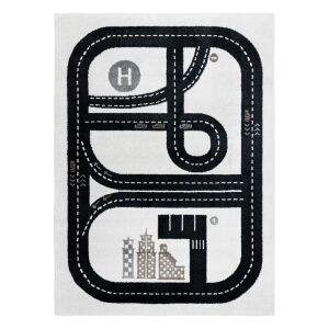 Tepih Hakano Beo Track kremasti 140x190 cm s cestom i dizajnom grada - Uređenje interijera