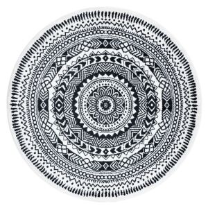 Hakano Beo cream round rug for kids, geometric pattern - Interior design