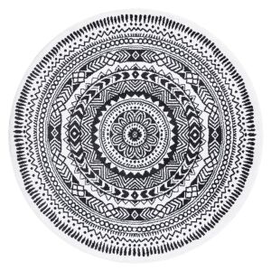 Hakano Beo round rug, black and white geometric pattern - Interior design