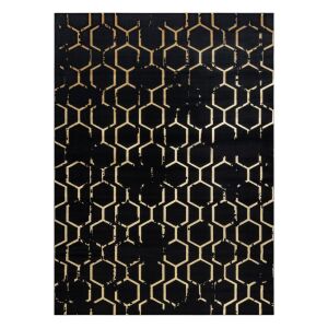 Hakano MOSSE ARTDECO 2 black and gold geometric rug, 140x190 cm - Interior design