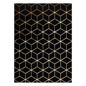 Dywan Hakano MOSSE HEXAGON 2 czarny ze złotym geometrycznym wzorem, 140x190 cm - Projektowanie wnętrz