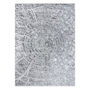 Hakano TREX TREE 2 grauer Teppich, 120x170 cm, Baumringmuster - Innenarchitektur