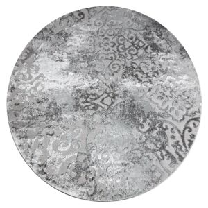 Hakano TREX ORNAMENT round rug, gray patterned carpet - Interior design