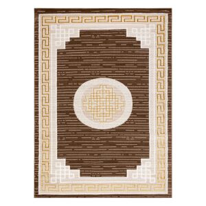 Hakano TREX GREEK 2 beiger Teppich, 140x190 cm, rechteckig mit griechischem Schlüsselmuster - Innenarchitektur