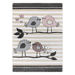 Hakano TINIES BIRDS cremefarbener Teppich mit niedlichem Vogeldesign, 120x170 cm - Innenarchitektur